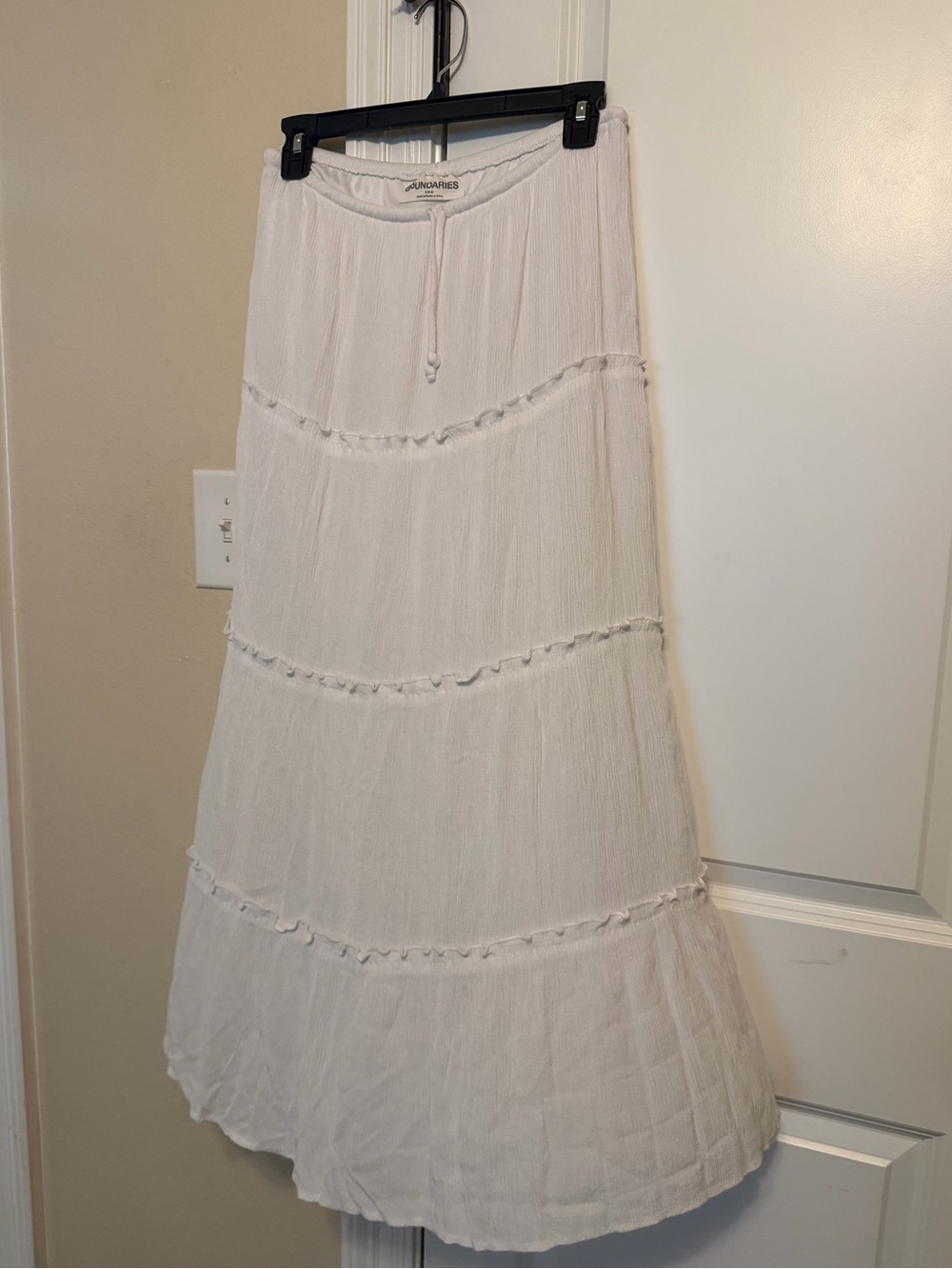 No Boundaries White Tiered Maxi Skirt